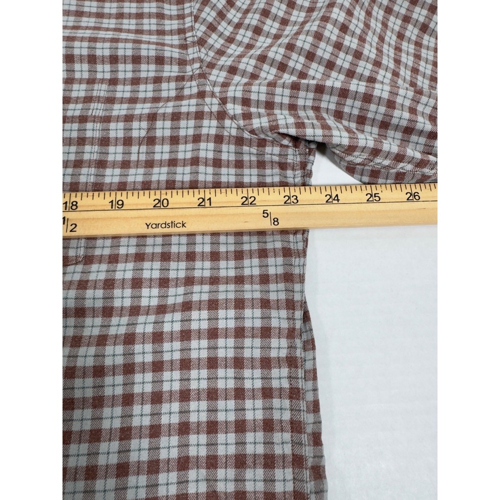 Genteal Plaid Button Down Shirt Long Sleeve Duck Logo L Brown Performance Prep - Picture 6 of 9